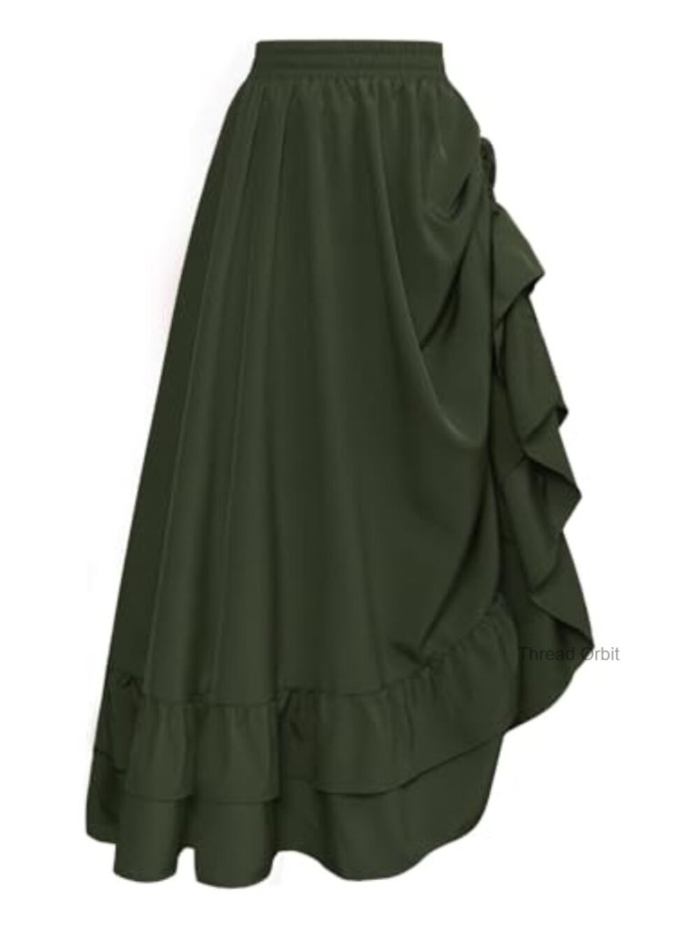 Women's Renaissance Maxi Skirt A-Line Ruffle Hem Drawstring Layered